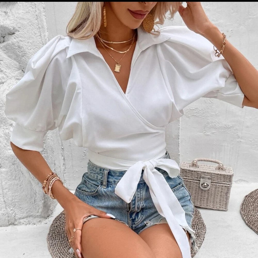 White crop blouse